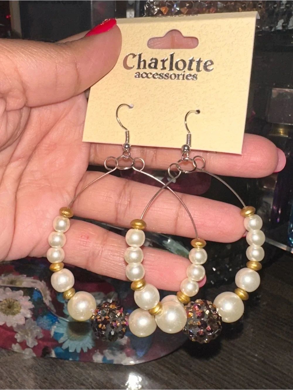 Gold and Pearl Hoop Earrings